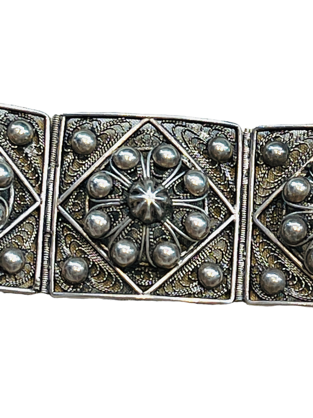 Sterling Cuff Bracelet with Flower Pattern