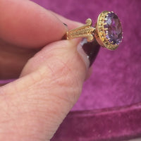 14k Gold Amethyst Floral Intaglio Ring | Size 6.5