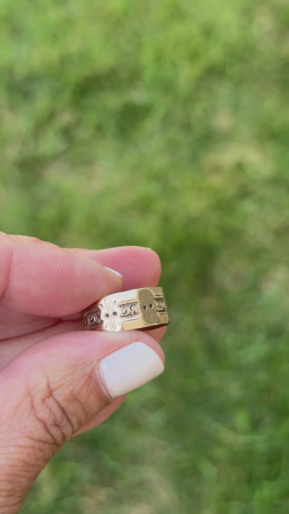 hipV antique unisex gold cigar band ring