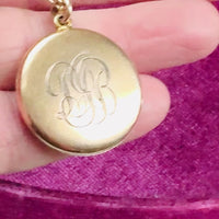 Guilloché Enamel Sunburst Locket Necklace on 14k Gold Paperclip Chain, 18”