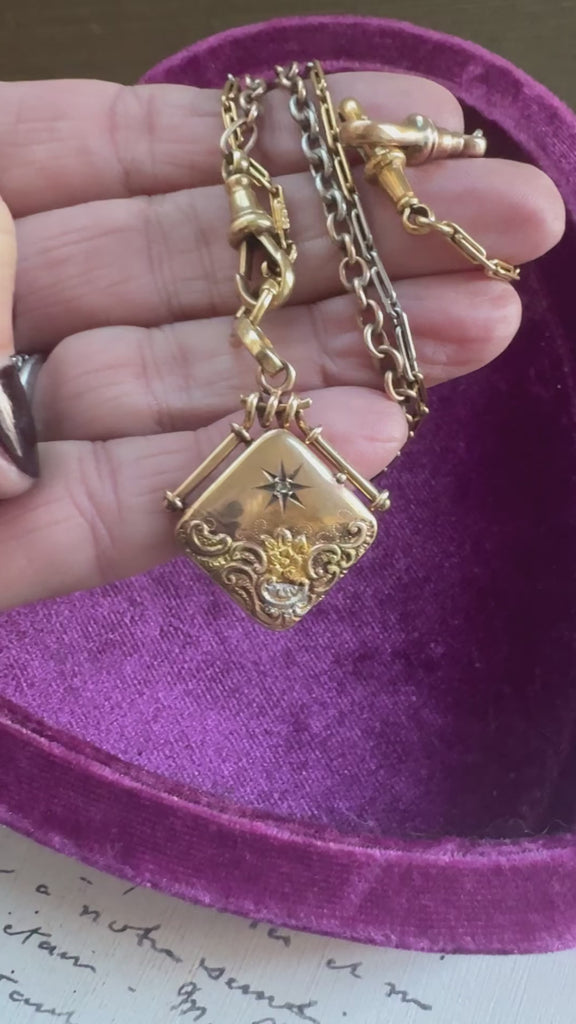 14k Gold Antique Diamond Locket