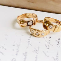 Edwardian Buckle Ring | Birmingham 18K Yellow Gold | Rose Cut Diamond