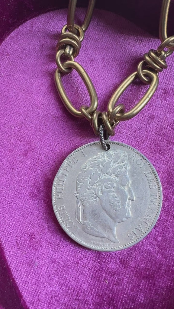 French Sterling Silver Coin Necklace