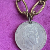 French Sterling Silver Coin Necklace