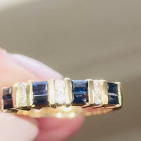 14k Yellow Gold Sapphire & Diamond Band