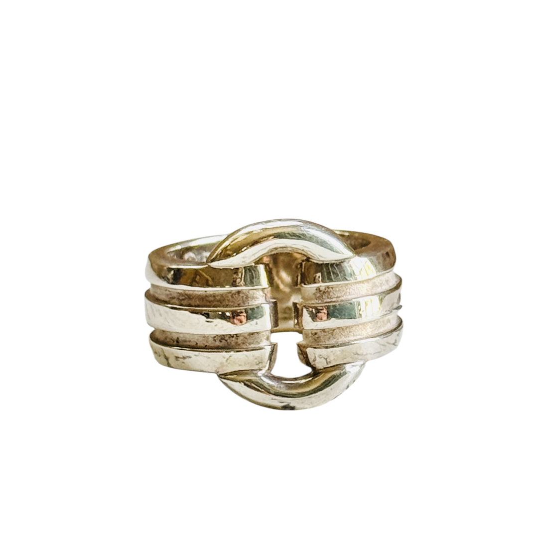 Tiffany Atlas sterling silver ring, size 7, front view on a white background