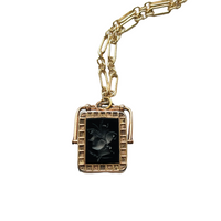 Antique Celluloid Intaglio Locket Necklace