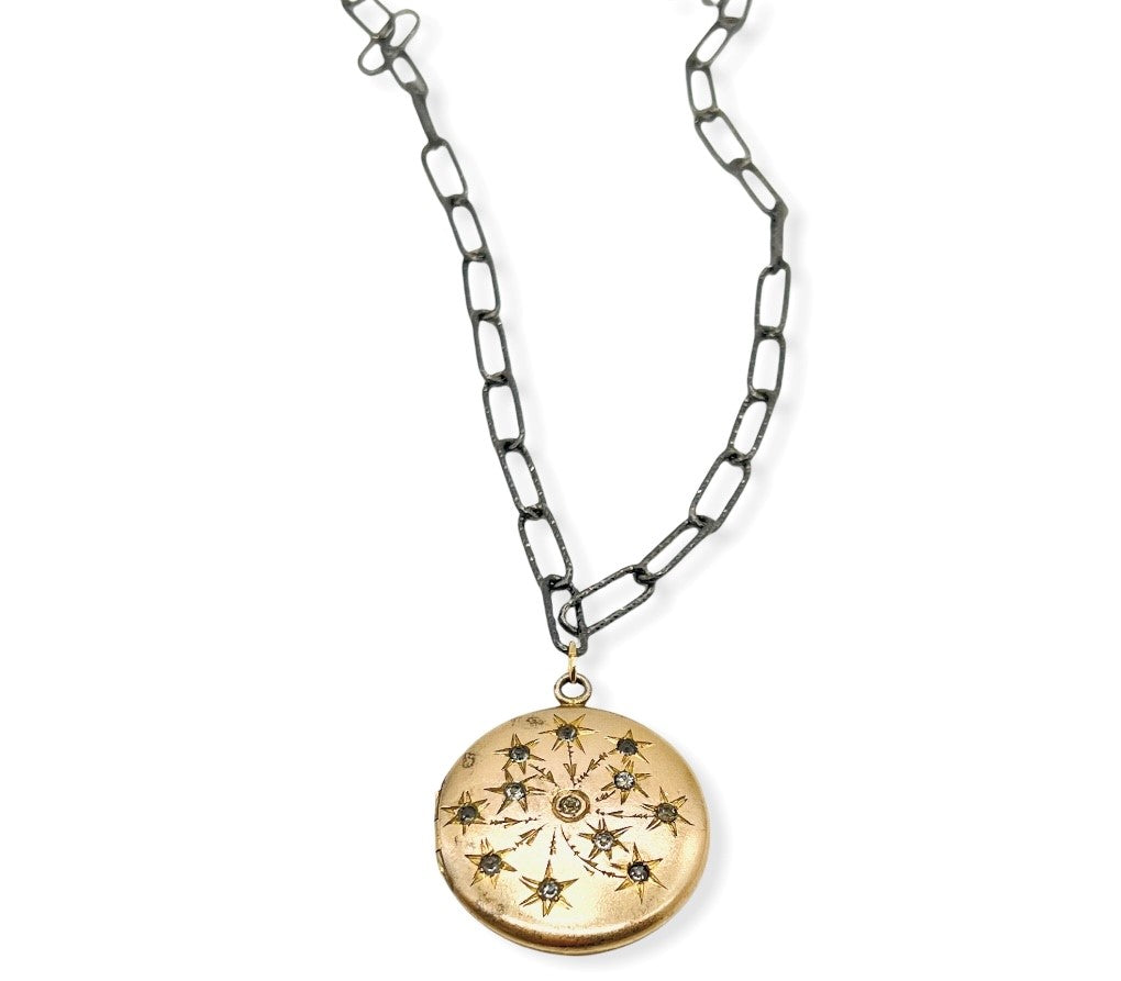 SKM CO Vintage Locket with Gold Filled Star Necklace  by hipV Modern Vintage Jewelry.