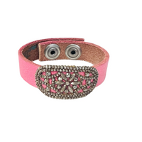 Vintage Marcasite Bracelet on Pink Cuff.