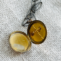Vintage photo locket gold-filled cross paste design by hipV Modern Vintage Jewelry.
