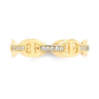 Mariner link ring with clear diamonettes, shown from the side
