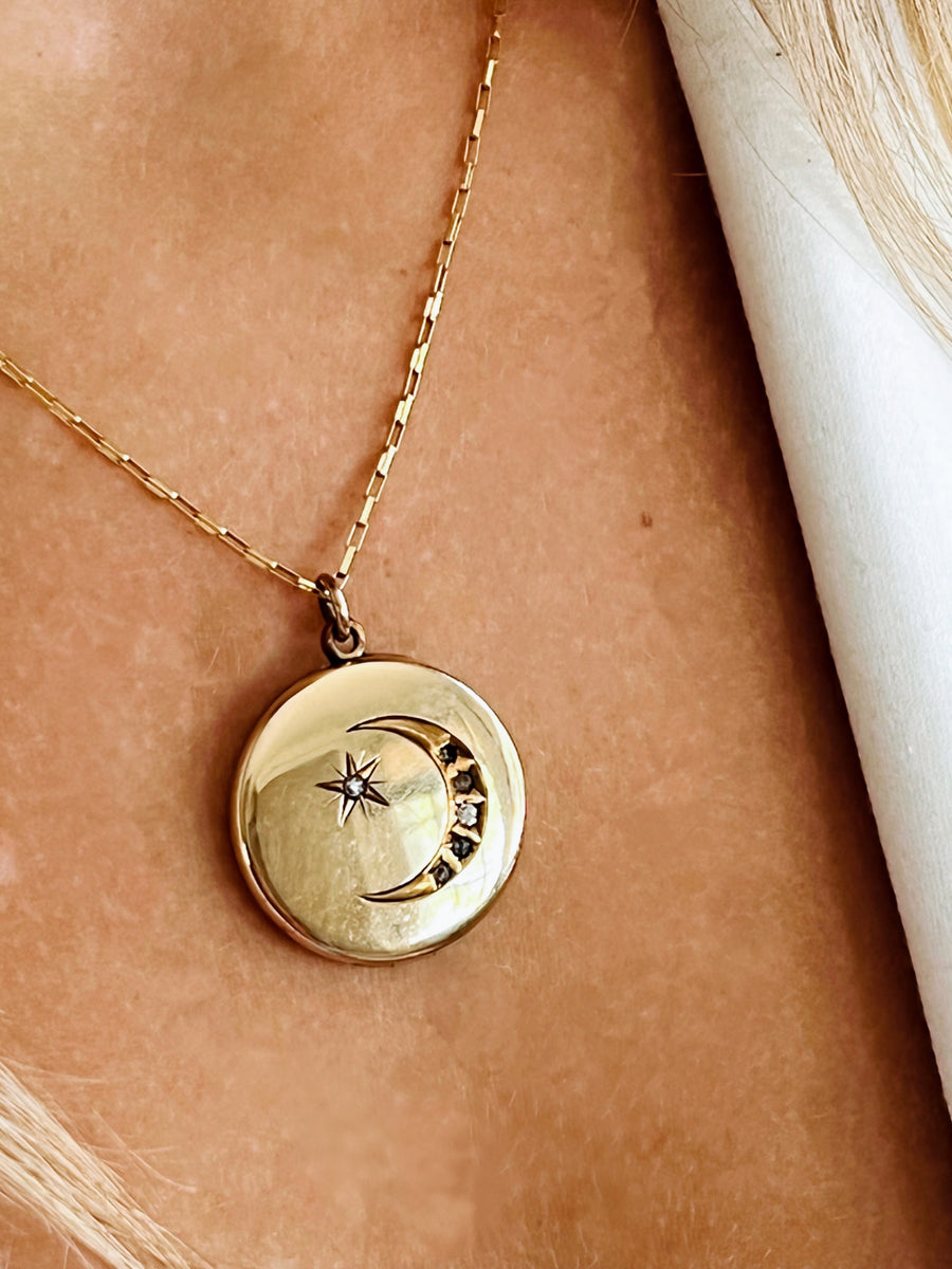 Edwardian Antique Star and Crescent Moon Locket