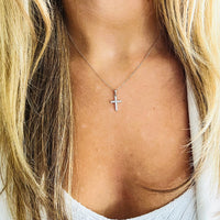 14K White Gold Cross Necklace by hipV Modern Vintage Jewelry.