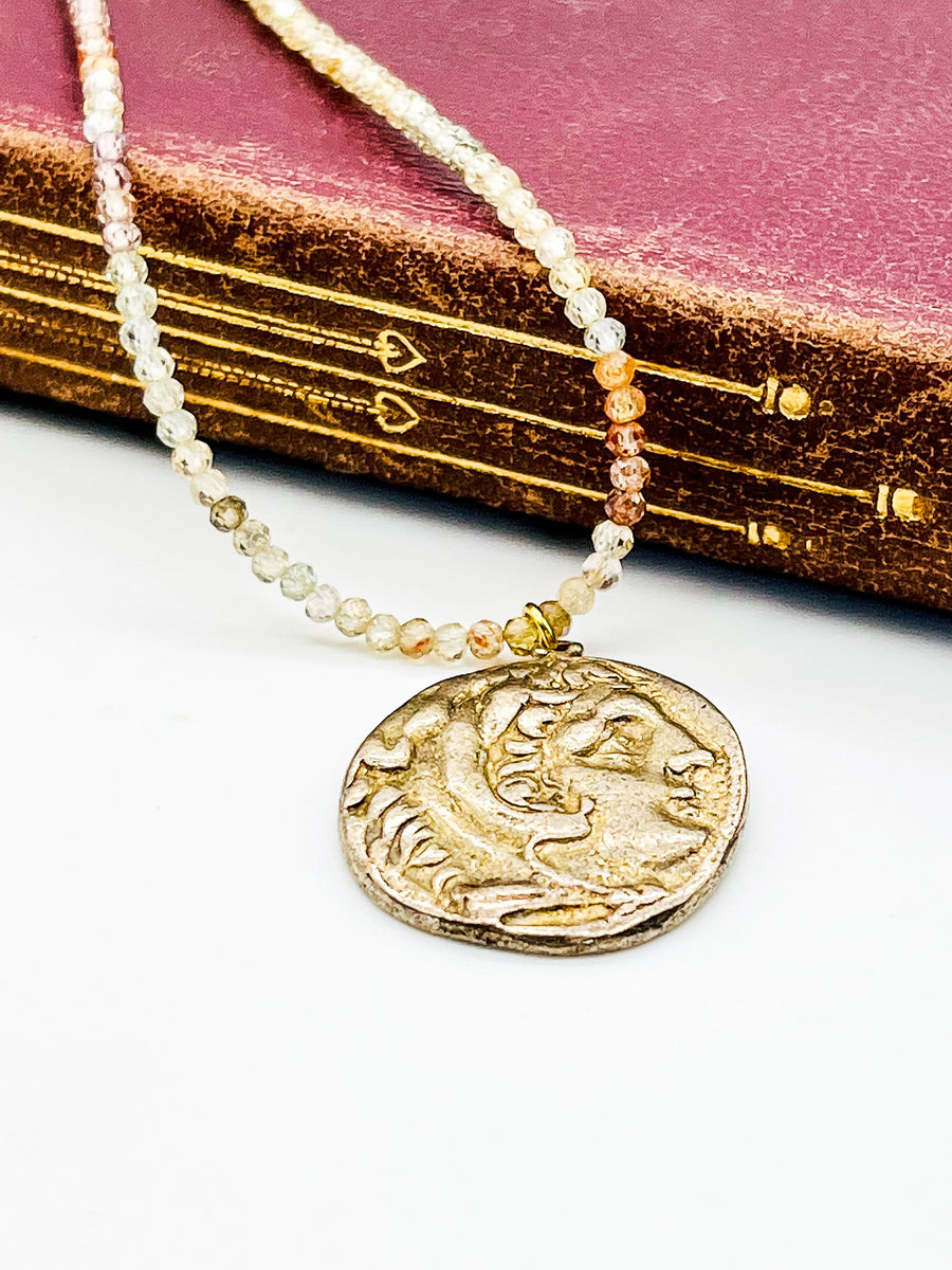 Young Caesar Intaglio Roman Coin Necklace