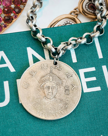Antique Coin Necklace, Qing Dynasty Coin Necklace by hipV Modern Vintage Jewelry.