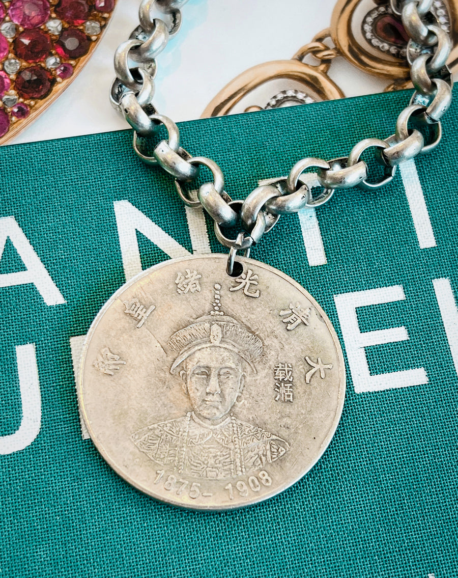 Antique Coin Necklace, Qing Dynasty Coin Necklace by hipV Modern Vintage Jewelry.