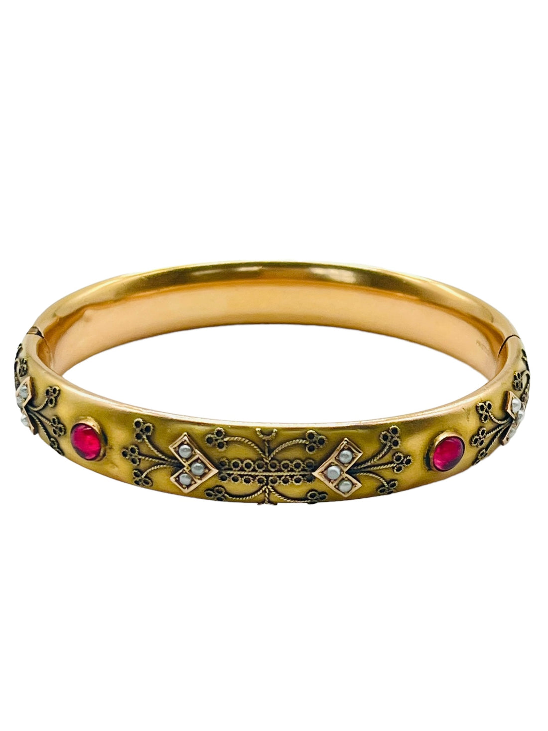 Antique Gold Filled Hinged Bangle Bracelet