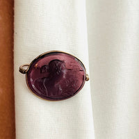Glass cameo brooch, vintage jewelry.