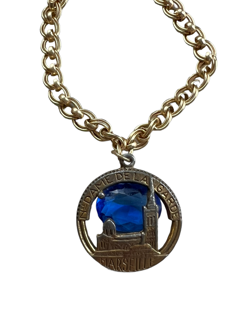 Antique jewelry featuring Vintage Marseille  Notre Dame De La Garde Medal.