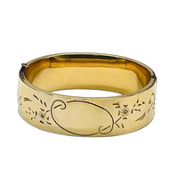Antique Gold Filled Etched Floral Hinge Bangle Bracelet Media by hipV Modern Vintage Jewelry.
