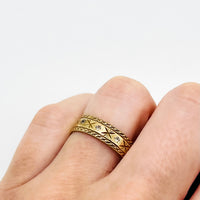 Antique Etched Gold Band with Diamonds by hipV Modern Vintage Jewelry.  
