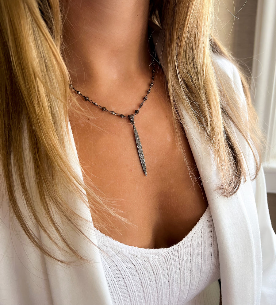 Pave Spike Necklace • Layering Necklace • Pave Pendant • Pave Jewelry