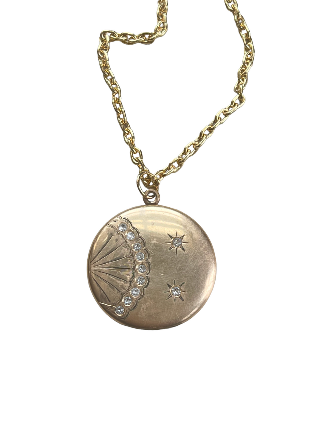 Art Deco Locket with gold chain by hipV Modern Vintage Jewerlry