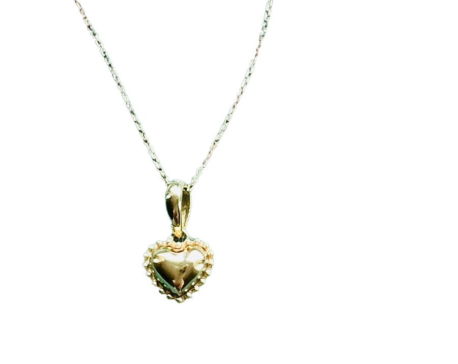 14K gold solid heart pendant necklace