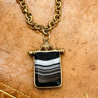 Victorian Banded Agate Pendant by hipV Modern Vintage Jewelry with brown and black hues.