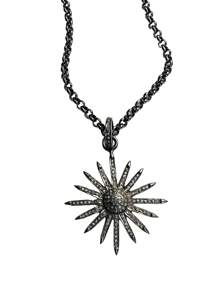 Pave starburst necklace by hipV Modern Vintage Jewelry.