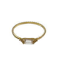 14k Gold Emerald Cut Diamonette Ring • Stacking Ring