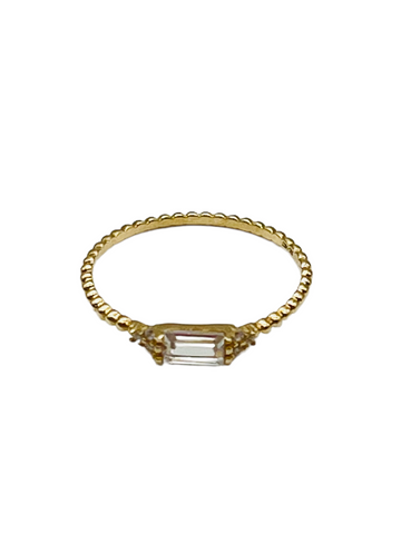 14k Gold Emerald Cut Diamonette Ring • Stacking Ring