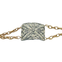 Antique Rhinestone Shoe Buckle Bracelet on Gold open link chain