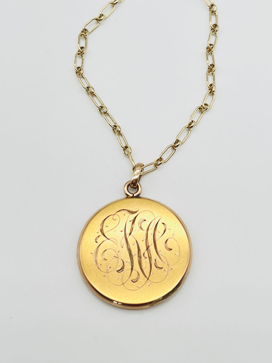 Vintage Locket Necklace with monogram