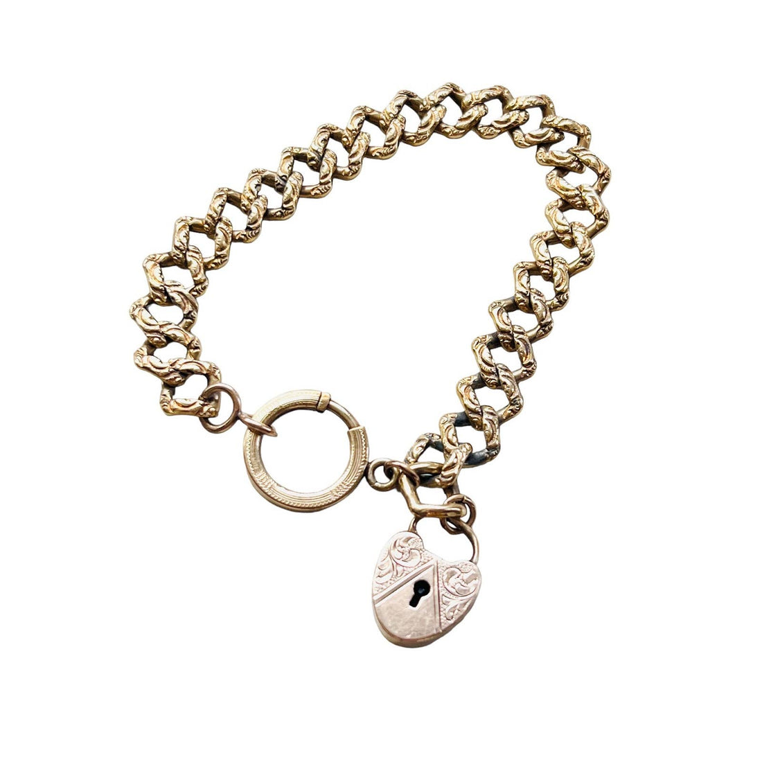 Antique Padlock Heart Link Bracelet