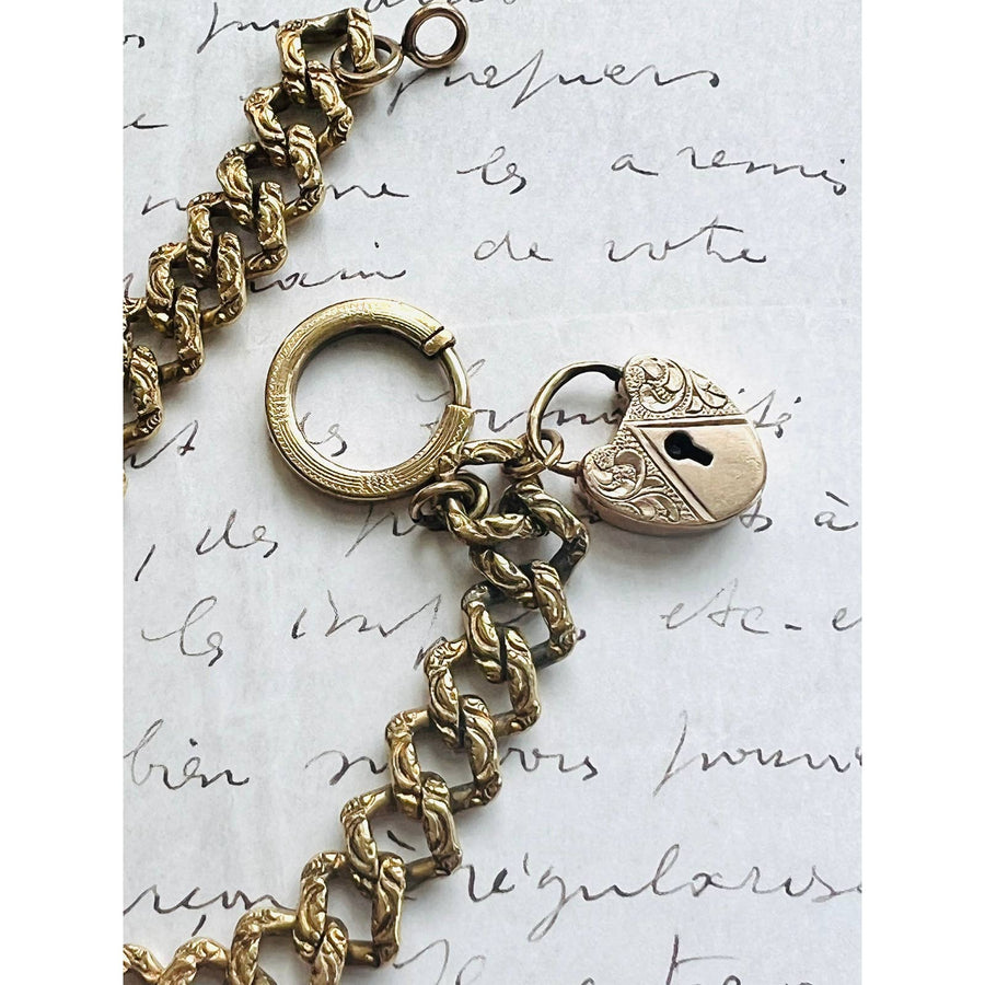 Antique Padlock Heart Link Bracelet